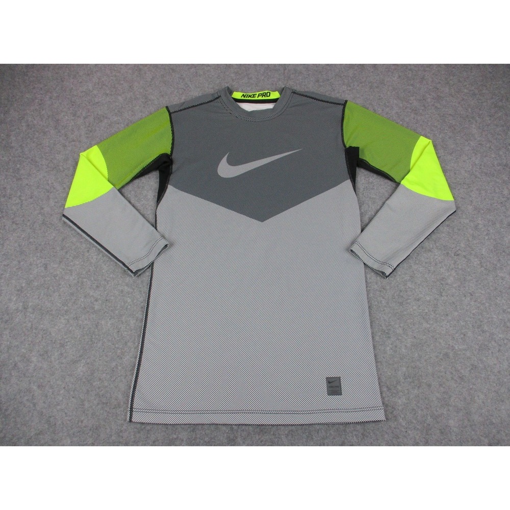 Nike Pro Shirt Mens Large Gray Dri-FIT Compression Long Sleeve Running Training
